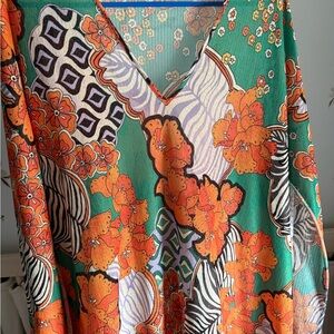 Vibrant Floral V-Neck Dress